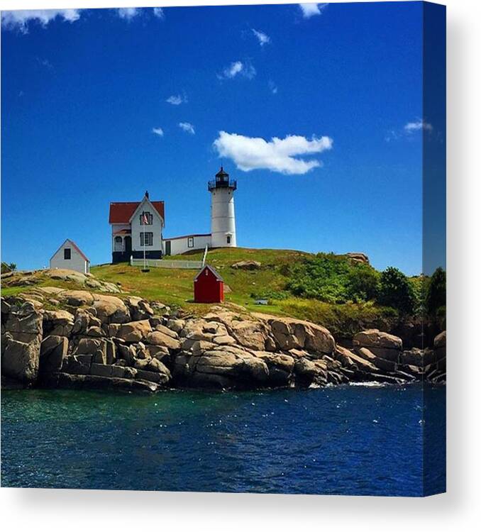 Nubble Canvas Print featuring the photograph #nubble #ligthouse #maine #usa by Luisa Azzolini