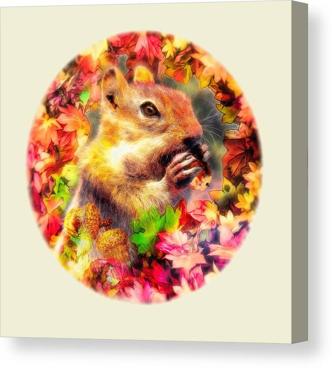  Canvas Print featuring the digital art Nutty Squirrel by Bill Johnson