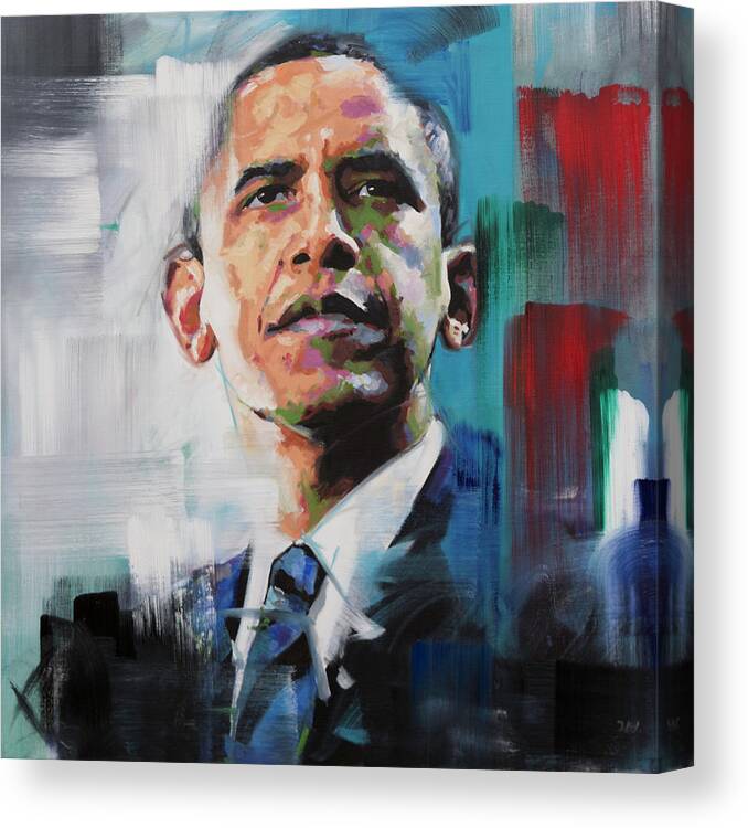 Barack Canvas Print featuring the painting Obama by Richard Day