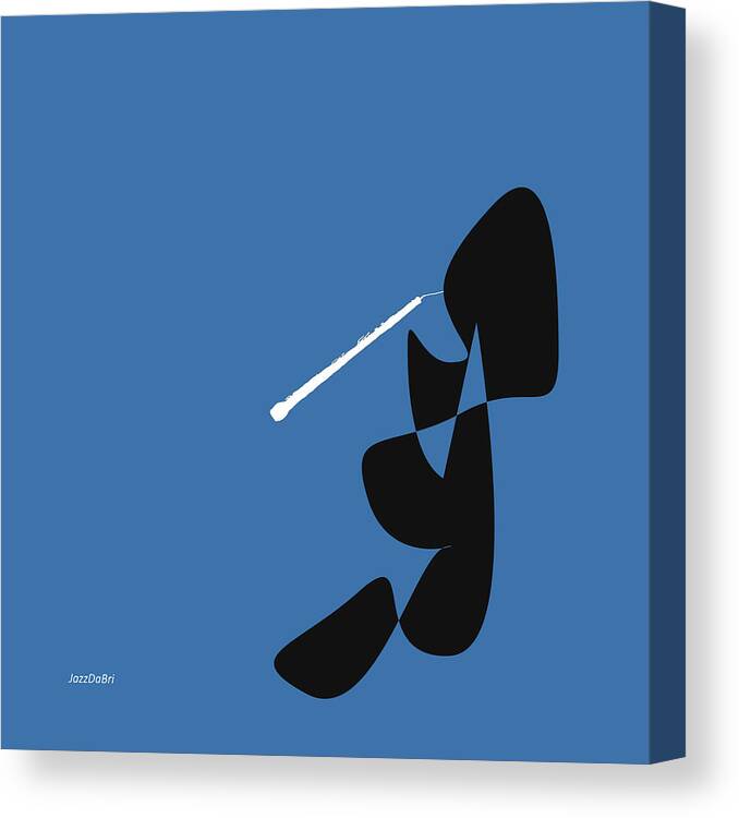 Oboe Teacher Canvas Print featuring the digital art Oboe in Blue by David Bridburg