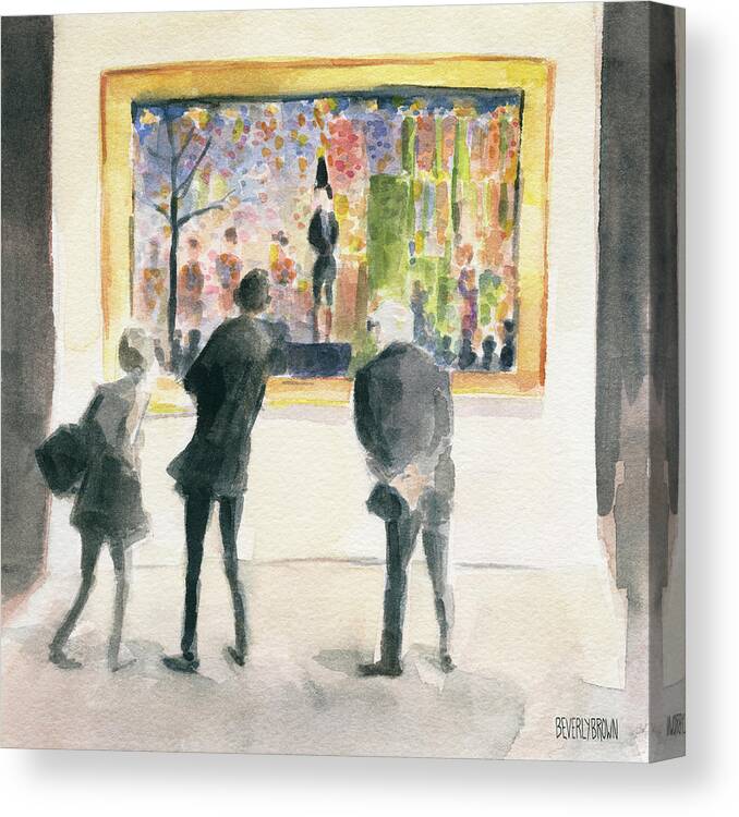 Interior Canvas Print featuring the painting Observing Seurat by Beverly Brown