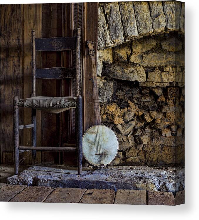 Banjo Canvas Print featuring the photograph Old Banjo by Heather Applegate