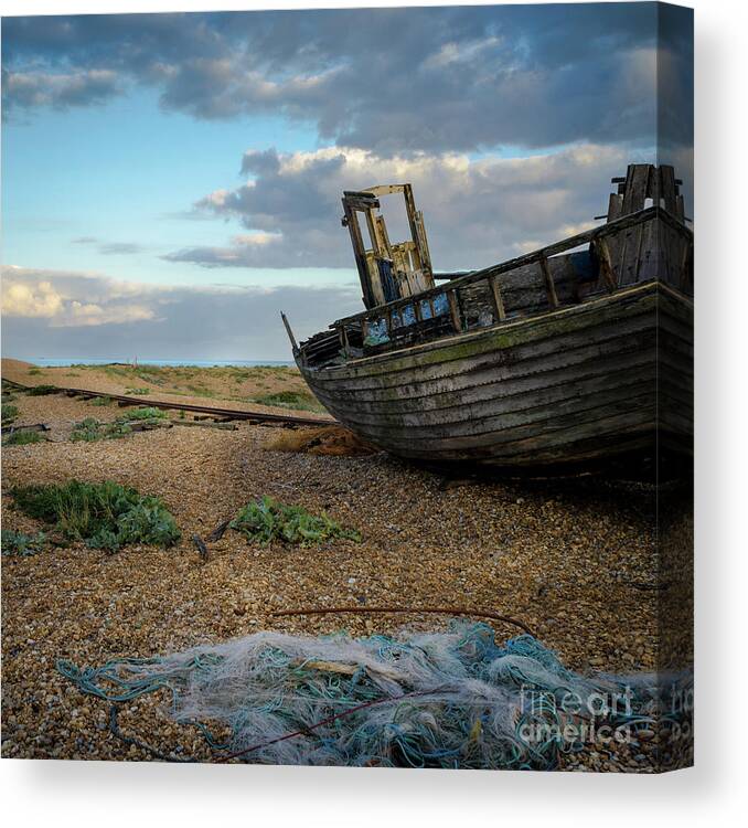 Sea Canvas Print featuring the photograph Old Fishing Boat, Dungeness by Perry Rodriguez