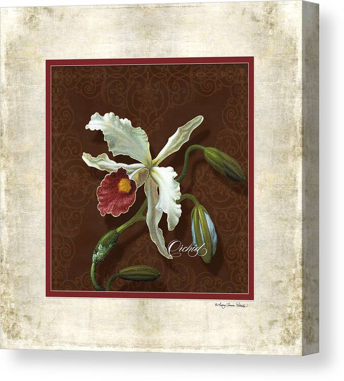 Old Masters Canvas Print featuring the painting Old masters Reimagined - Cattleya Orchid by Audrey Jeanne Roberts