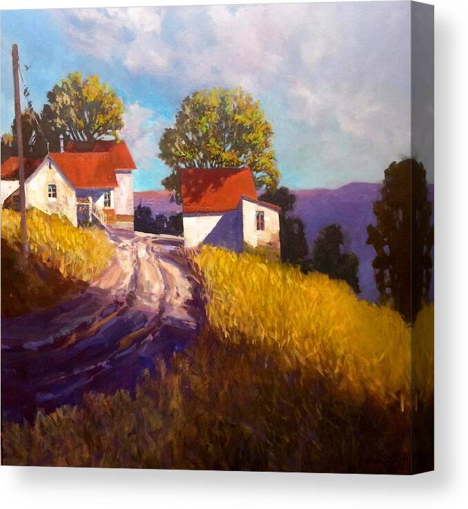  Canvas Print featuring the painting Old Willy's Barn by Jessica Anne Thomas