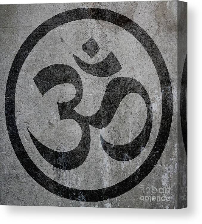 Hinduism Canvas Print featuring the photograph Om Grey Black Fade by Howard Roberts