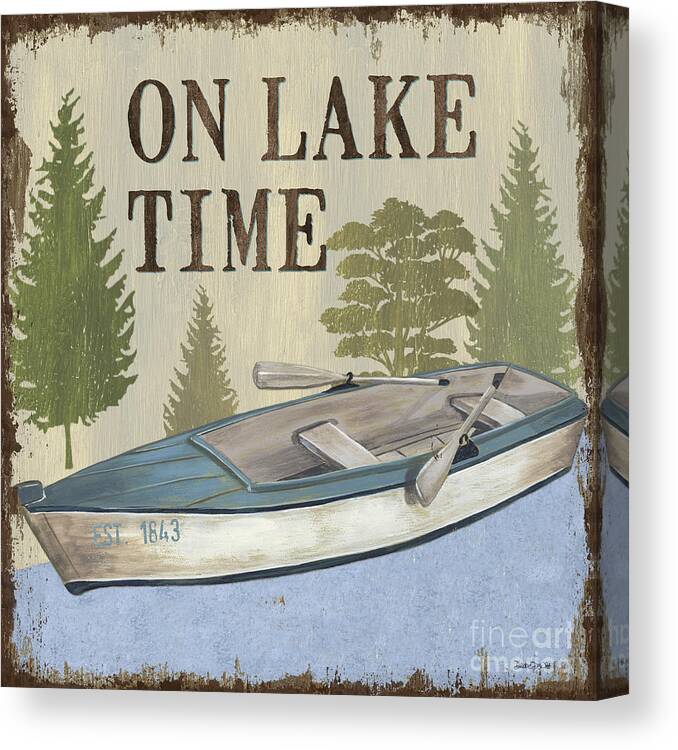 Lake Canvas Print featuring the painting On Lake Time by Debbie DeWitt
