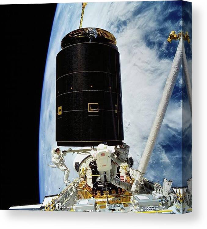 Satellite Canvas Print featuring the photograph On May 13, 1992, Following The by Dominik Hofer