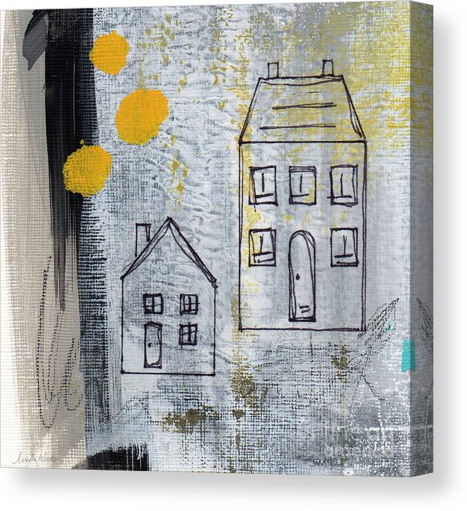 Abstract Canvas Print featuring the painting On The Same Street by Linda Woods