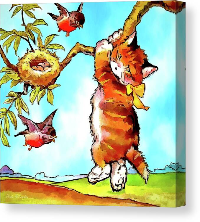 Cat Canvas Print featuring the digital art Oops by Pennie McCracken