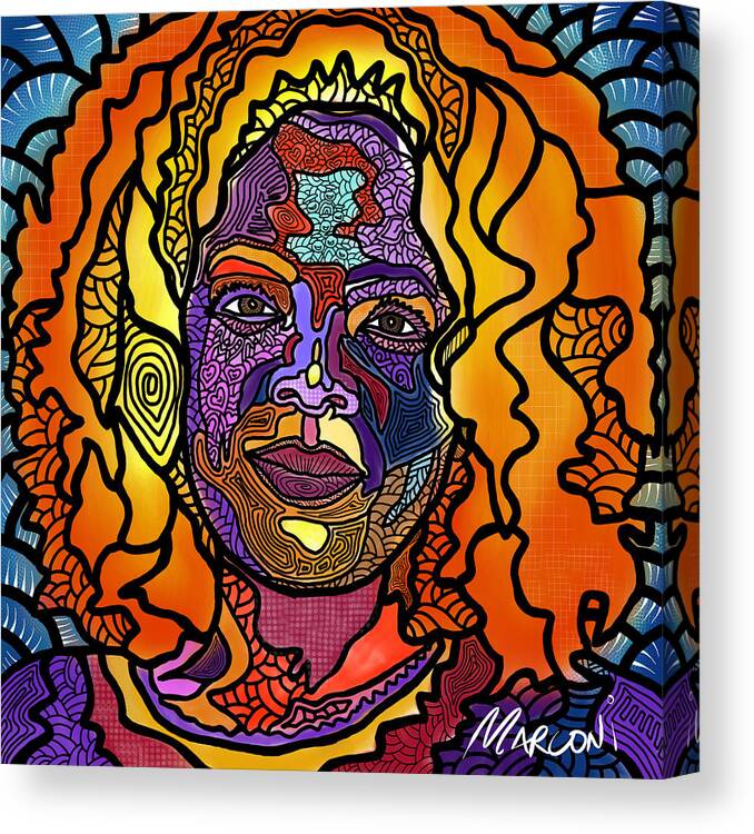 Oprah Winfrey Canvas Print featuring the digital art Oprah Network to the Angels by Marconi Calindas