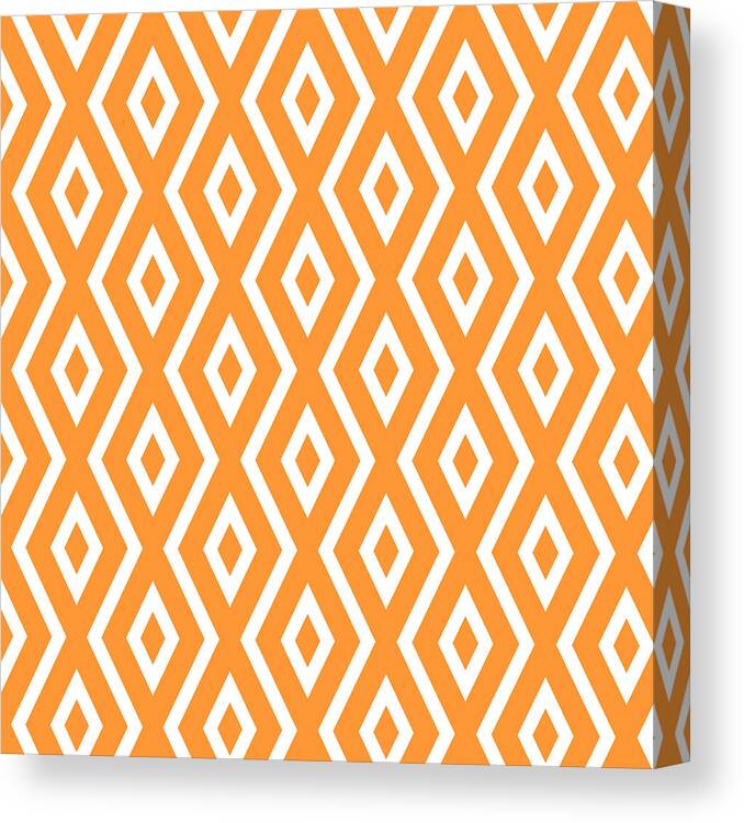 Orange Canvas Print featuring the mixed media Orange Diamond Pattern by Christina Rollo