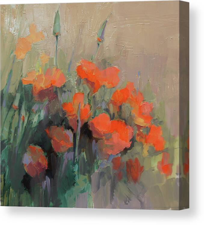 Floral Canvas Print featuring the painting Orange Poppies by Cathy Locke