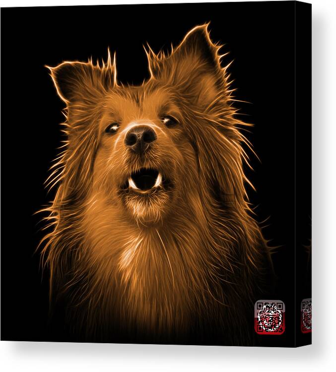 Sheltie Canvas Print featuring the painting Orange Sheltie Dog Art 0207 - BB by James Ahn
