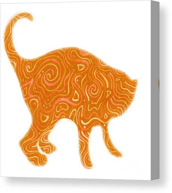 Cat Canvas Print featuring the digital art Orange Tabby by Helena Tiainen