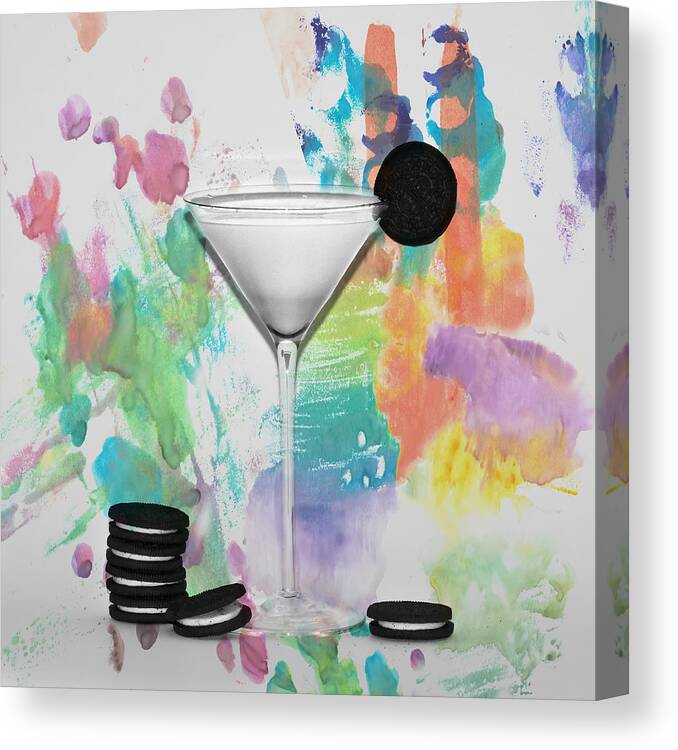 Oreo Canvas Print featuring the photograph Oreo Happy Hour Watercolor BG by Bill Cannon