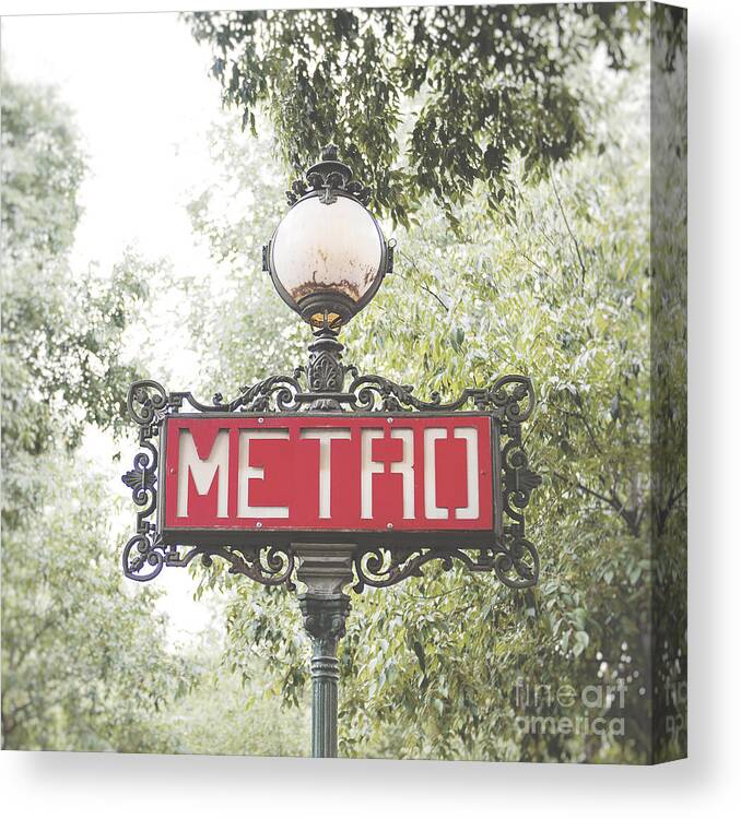 Photography Canvas Print featuring the photograph Ornate Paris Metro sign by Ivy Ho