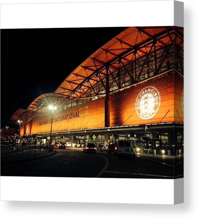 World Series Canvas Print featuring the photograph San Francisco Airport Giants Themed by Nicole Alvarez