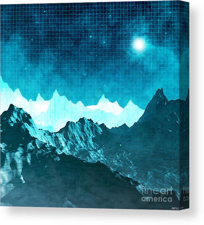 Space Canvas Print featuring the digital art Outer Space Mountains by Phil Perkins