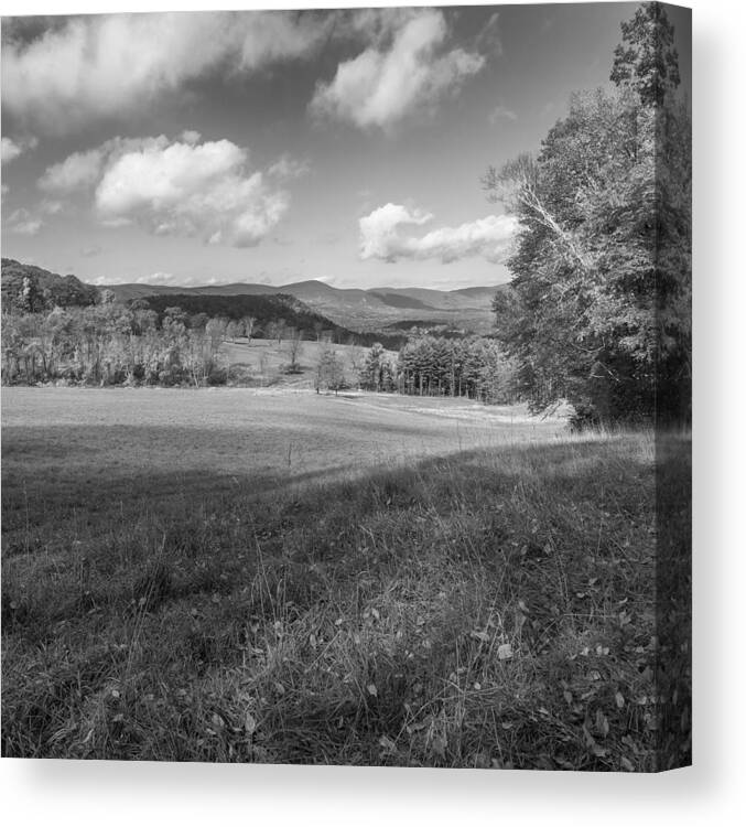 Black And White Landscape Canvas Print featuring the photograph Over The Hills Square bw by Bill Wakeley
