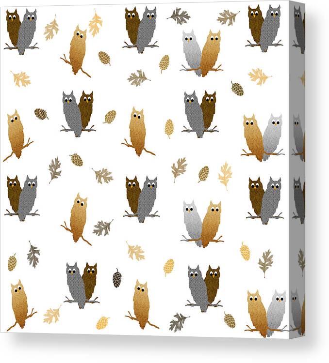 Owls Canvas Print featuring the mixed media Owl Pattern by Christina Rollo