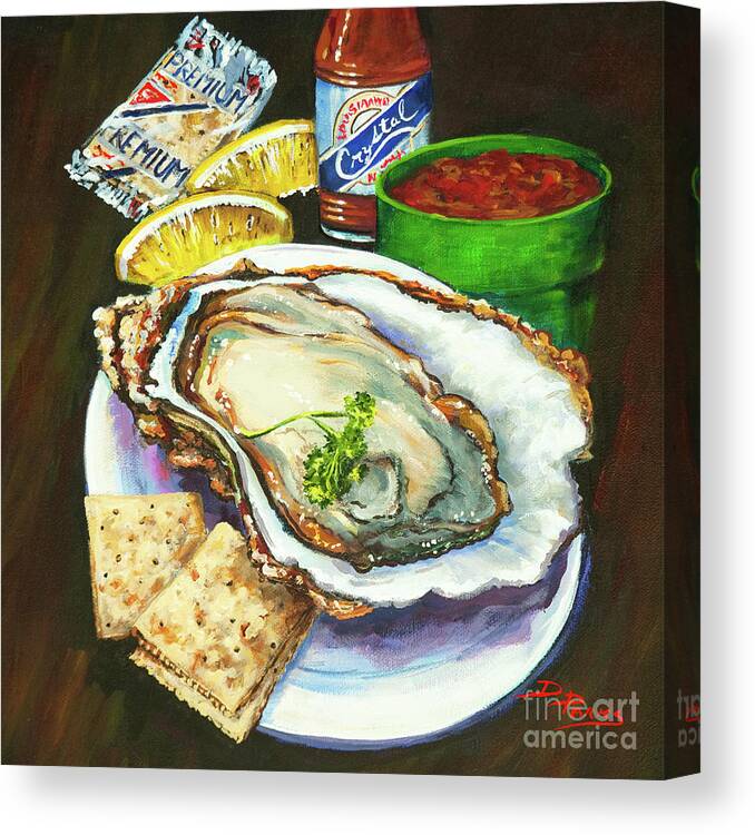  Louisiana Oyster Canvas Print featuring the painting Oyster and Crystal by Dianne Parks