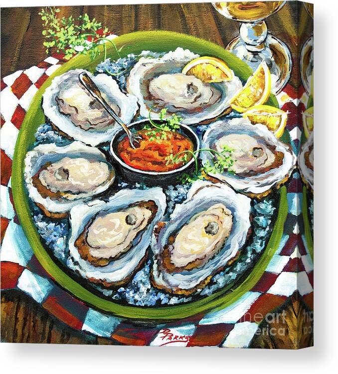 Oysters Canvas Print featuring the painting Oysters on the Half Shell by Dianne Parks
