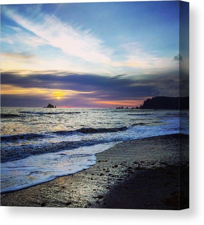 Water Canvas Print featuring the photograph Pacific Coast Sunset #washington by Joan McCool