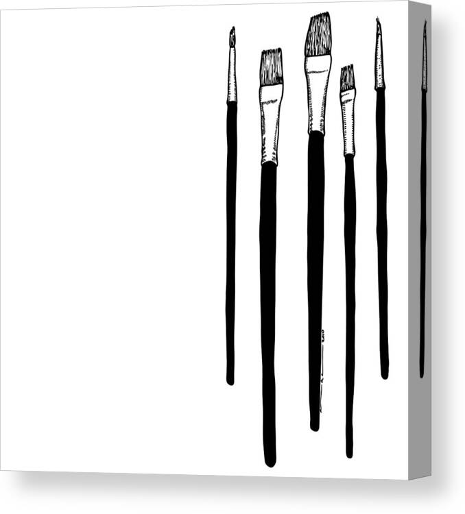 Drawing Canvas Print featuring the drawing Paint Brushes by Karl Addison