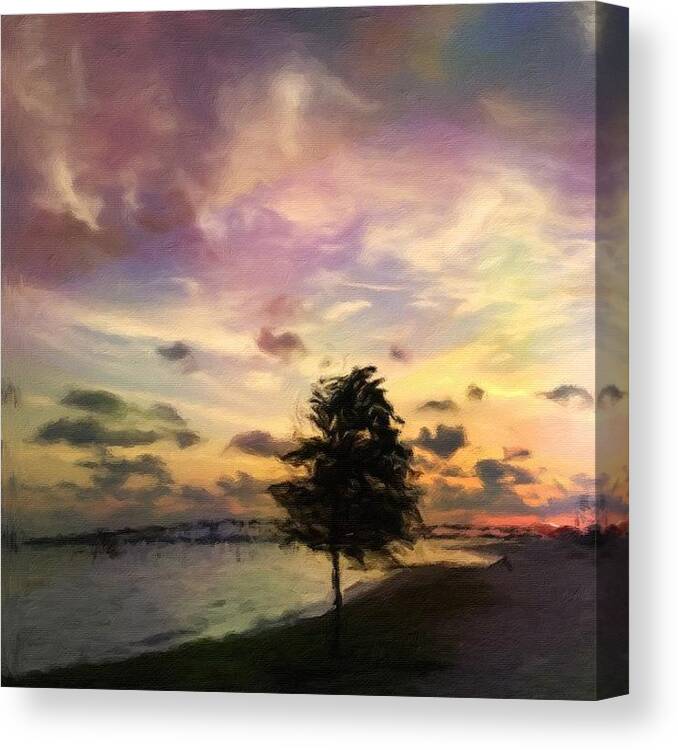 Mississippi Canvas Print featuring the photograph Painted Front Beach #oceansprings by Joan McCool