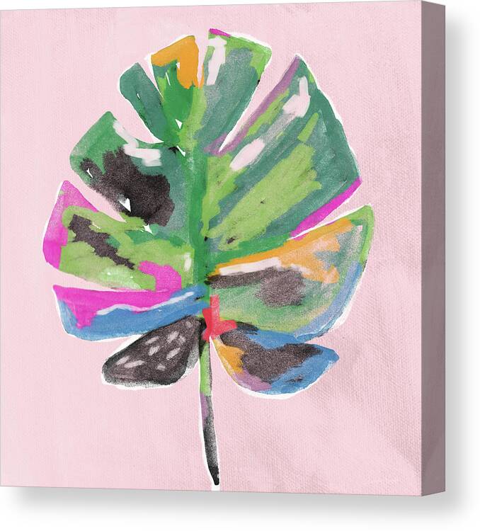 Palm Leaf Canvas Print featuring the mixed media Painted Palm Leaf 2- Art by Linda Woods by Linda Woods