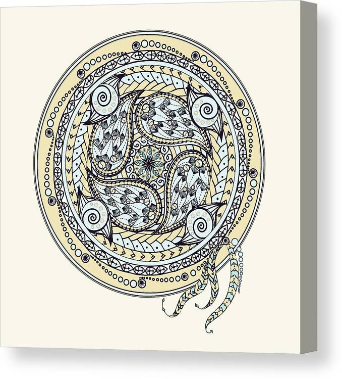 Mandala Canvas Print featuring the digital art Paisley Balance Mandala by Deborah Smith