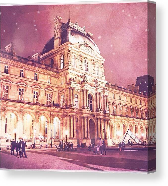 Pink Canvas Print featuring the photograph Palais du Louvre en Rose by Aurella FollowMyFrench