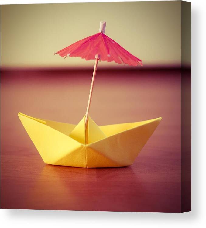 Paperboat Umbrella Canvas Print featuring the photograph Paper Boat Umbrella by Janine Pauke