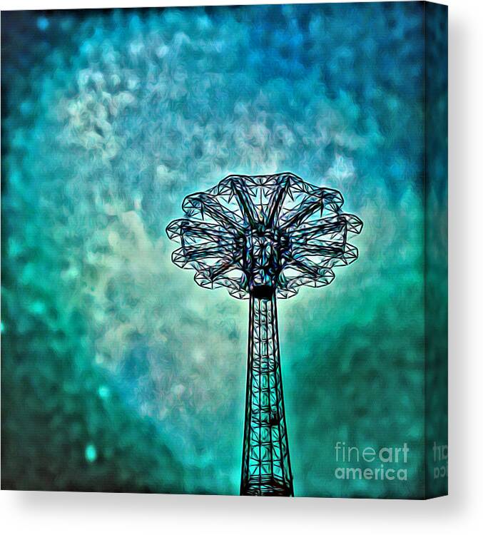 Coney Island Canvas Print featuring the photograph Parachute Psychedelia by Onedayoneimage Photography