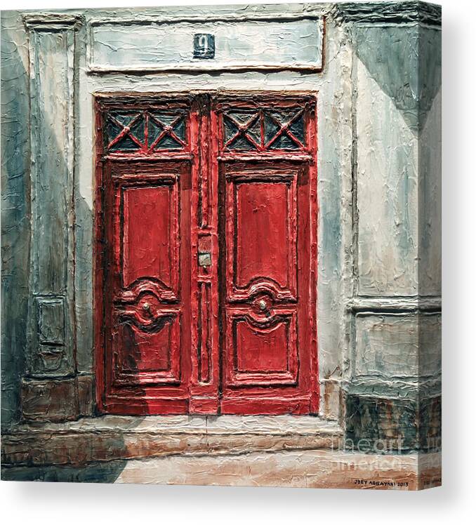 Parisian Doors Canvas Print featuring the painting Parisian Door No.9 by Joey Agbayani