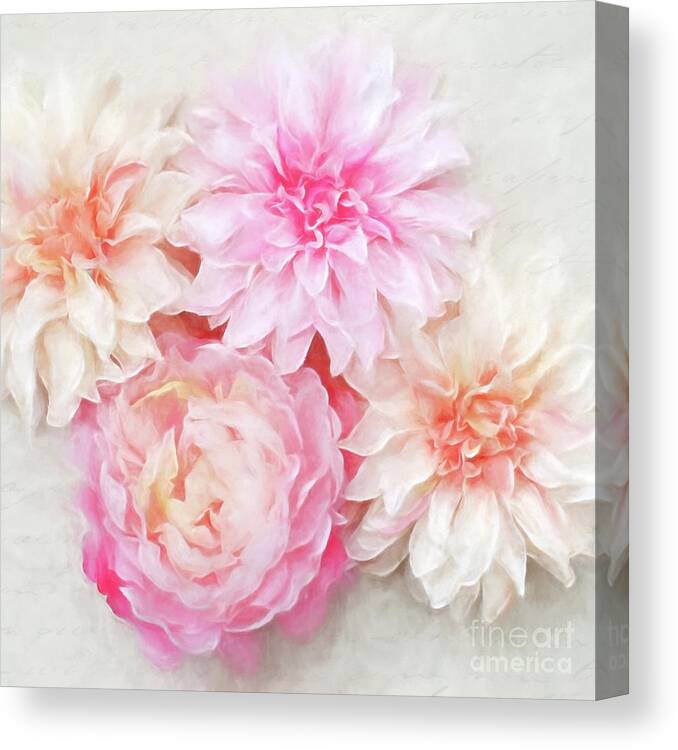 Photography Canvas Print featuring the photograph Pastel Peonies by Sylvia Cook