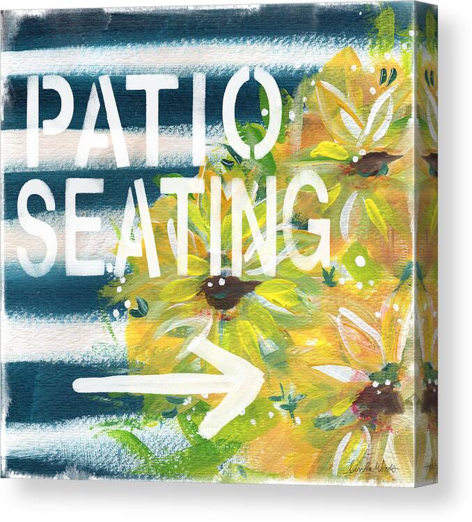 Patio Seating Canvas Print featuring the painting Patio Seating- By Linda Woods by Linda Woods