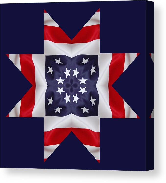 4th Canvas Print featuring the digital art Patriotic Star 2 - Transparent Background by Jeffrey Kolker