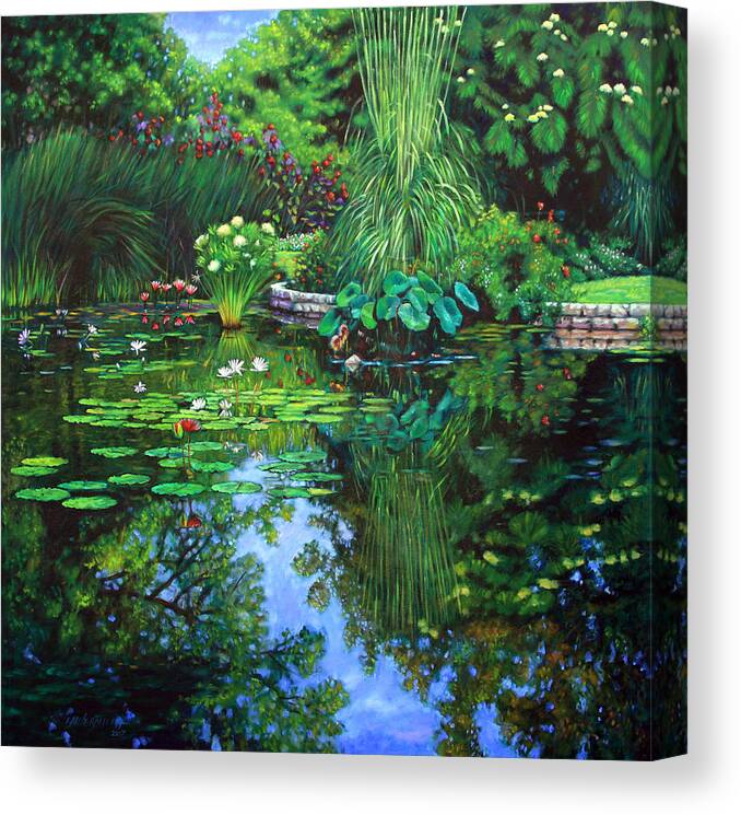Landscape Canvas Print featuring the painting Peace Floods my Soul by John Lautermilch