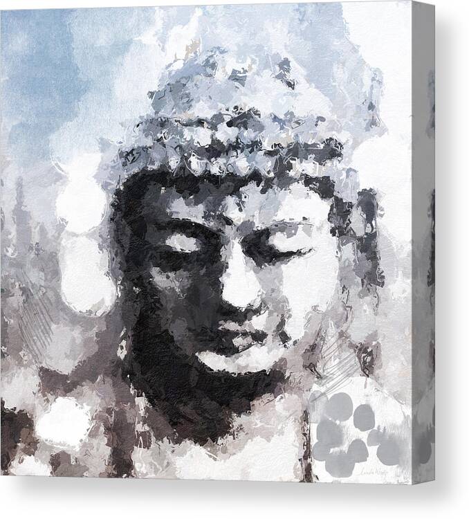 Buddha Canvas Print featuring the painting Peaceful Buddha- Art by Linda Woods by Linda Woods