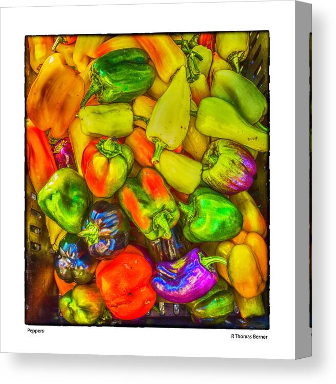 Market Canvas Print featuring the photograph Peppers by R Thomas Berner