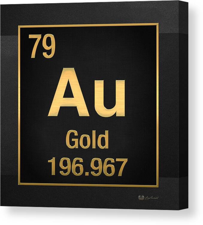the Elements Fine Art Collection By Serge Averbukh Canvas Print featuring the photograph Periodic Table - Gold on Black by Serge Averbukh