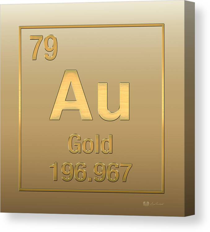 'the Elements' Collection By Serge Averbukh Canvas Print featuring the digital art Periodic Table of Elements - Gold - Au - Gold on Gold by Serge Averbukh