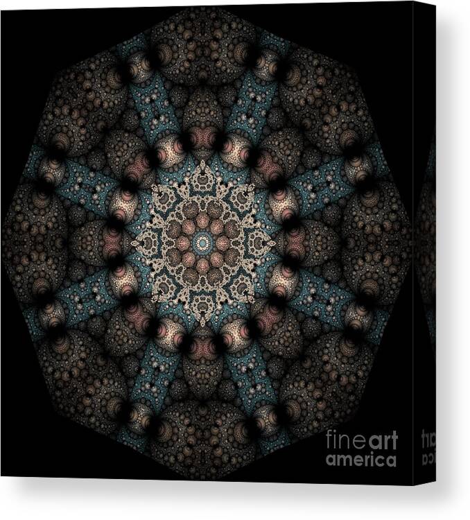 Kaleidoscope Photoshop Pscs2 Fractals Sia Music Love Fractal Blobs Titanium Abstract Circles Mandala Canvas Print featuring the digital art Persnickety Palpitations of Magnificent Malformations by Rhonda Strickland