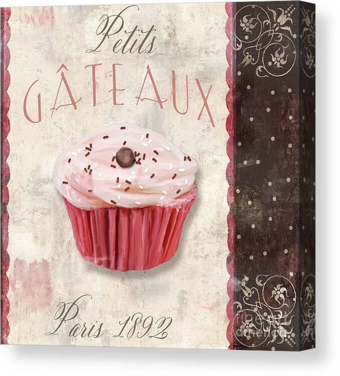Cupcake Canvas Print featuring the painting Petits Gateaux by Mindy Sommers