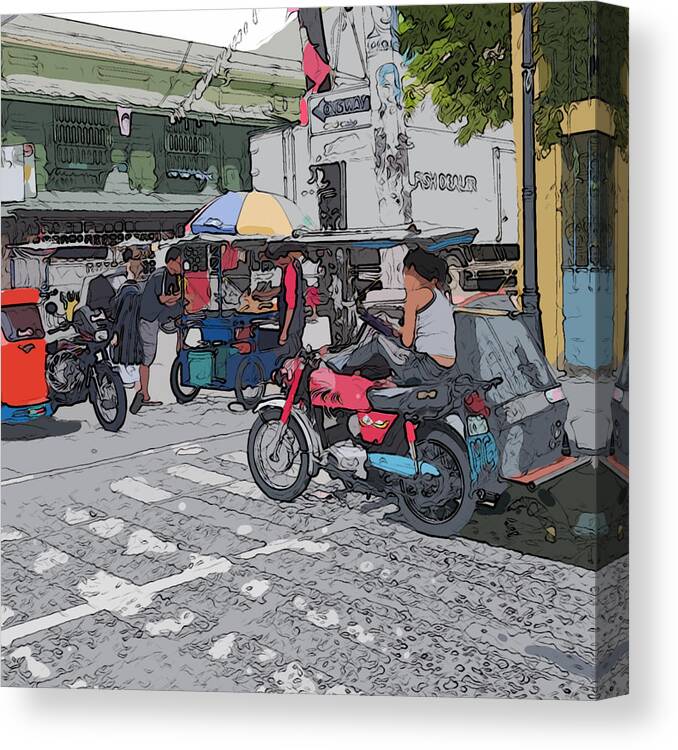 Philippines Canvas Print featuring the painting Philippines 673 Street Food by Rolf Bertram
