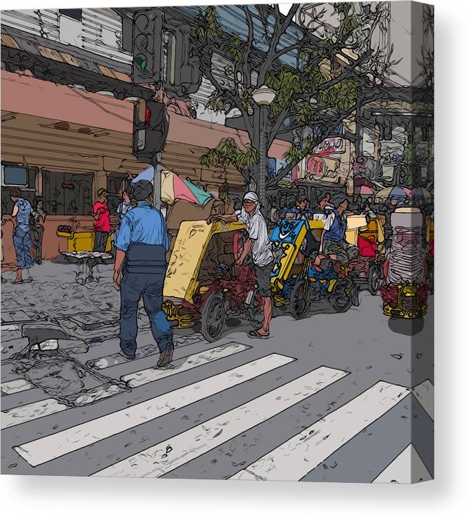 Philippines Canvas Print featuring the painting Philippines 906 Crosswalk by Rolf Bertram