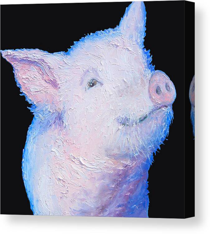 Pig Canvas Print featuring the painting Pig Painting for the kitchen by Jan Matson