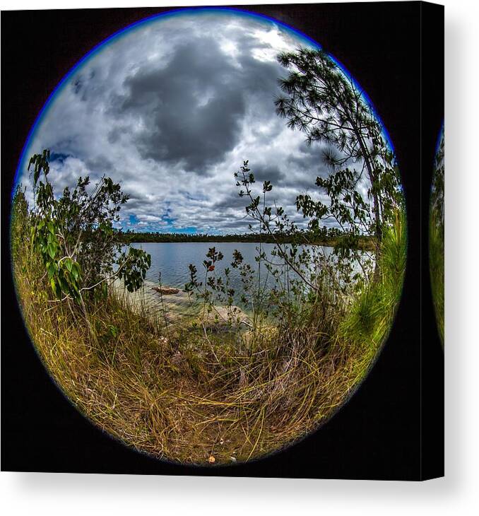 Fisheye Canvas Print featuring the photograph Pine Glades Lake 18 by Michael Fryd
